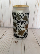 Load image into Gallery viewer, Coffee cow print 16oz Glass Tumbler
