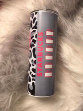 Load image into Gallery viewer, Gray/ pink cheetah print SB 20 0z tumbler
