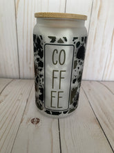 Load image into Gallery viewer, Coffee cow print 16oz Glass Tumbler
